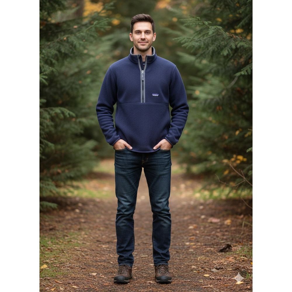 Patagonia Synchilla Fleece Pullover Men's Size Medium Navy Blue Quarter Zip